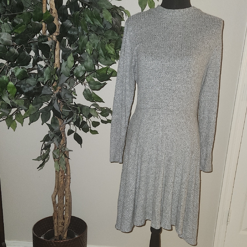 Charlotte Russe Heather Gray Long Sleeve Sweater Dress